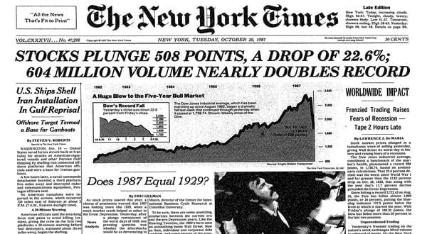 Revisiting “Black Monday – 1987” – October 19, Part I
